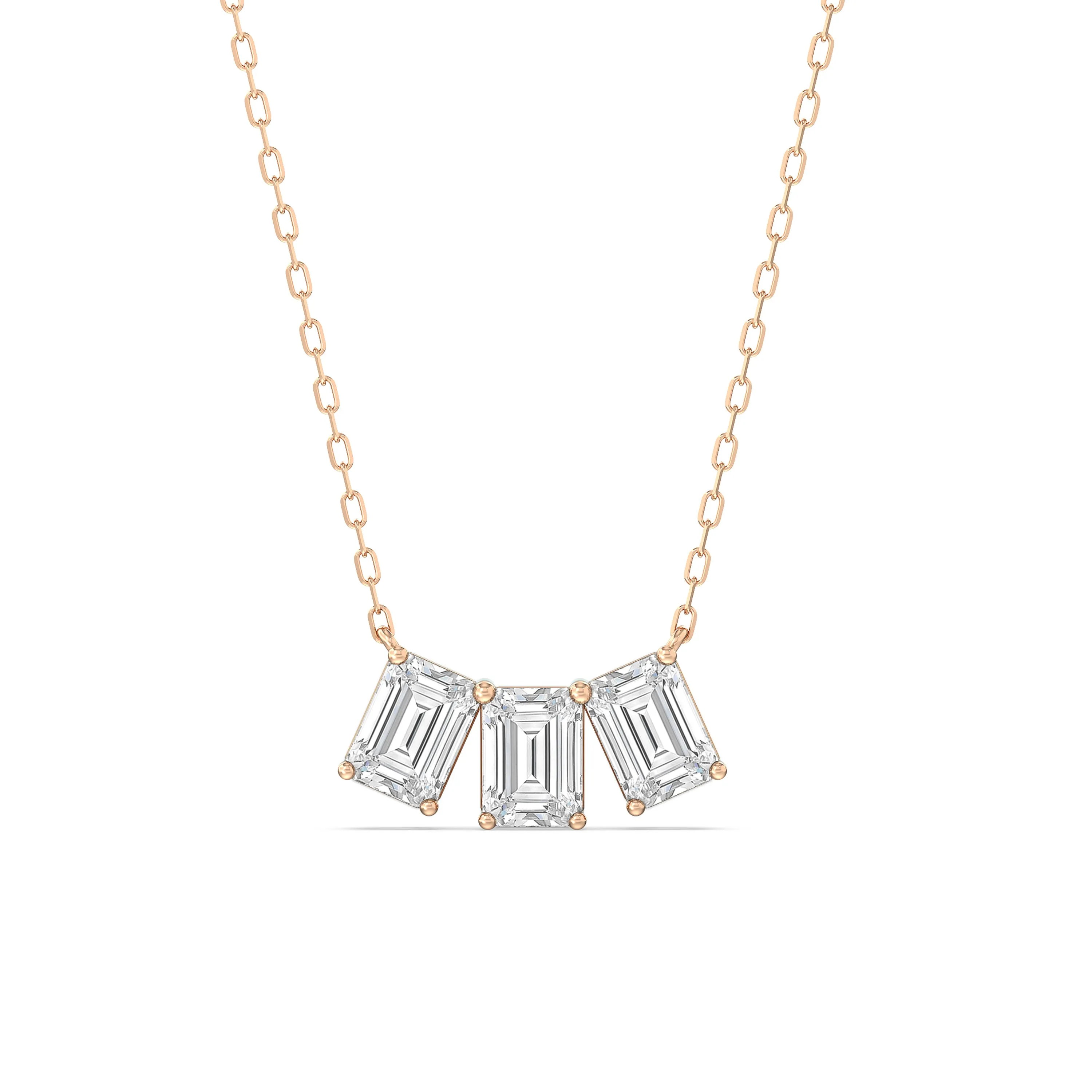Trio Emerald Cluster Necklace