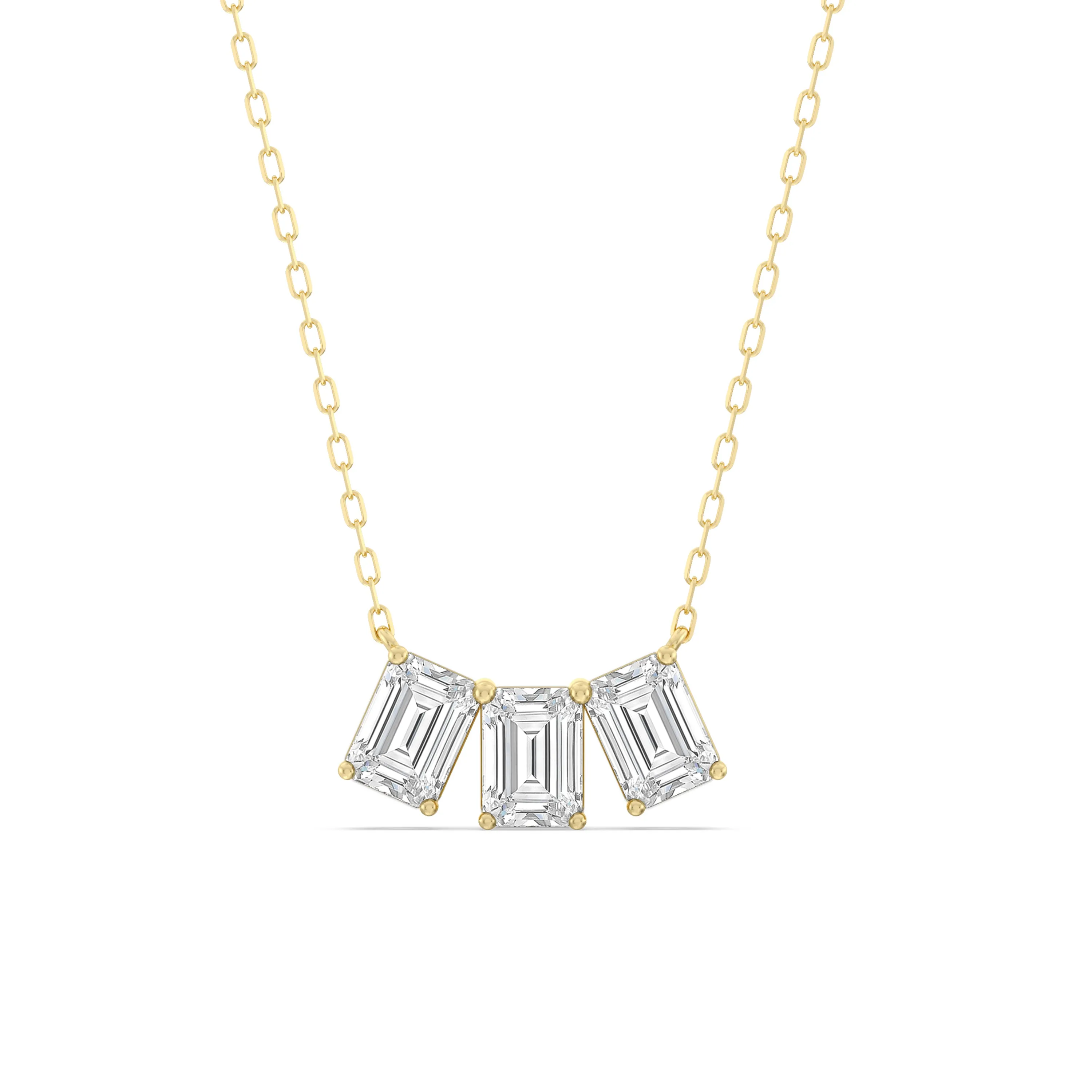 Trio Emerald Cluster Necklace