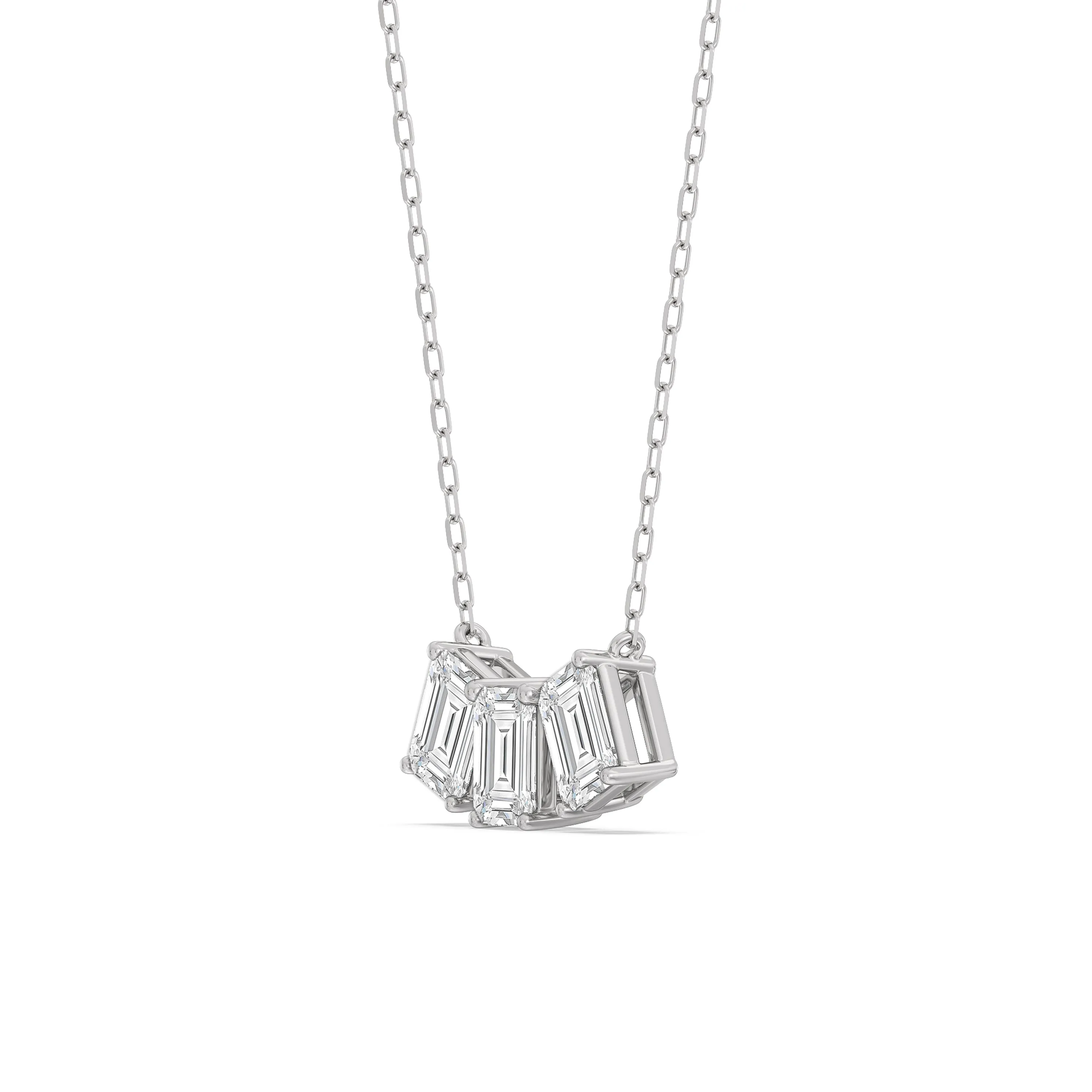 Trio Emerald Cluster Necklace