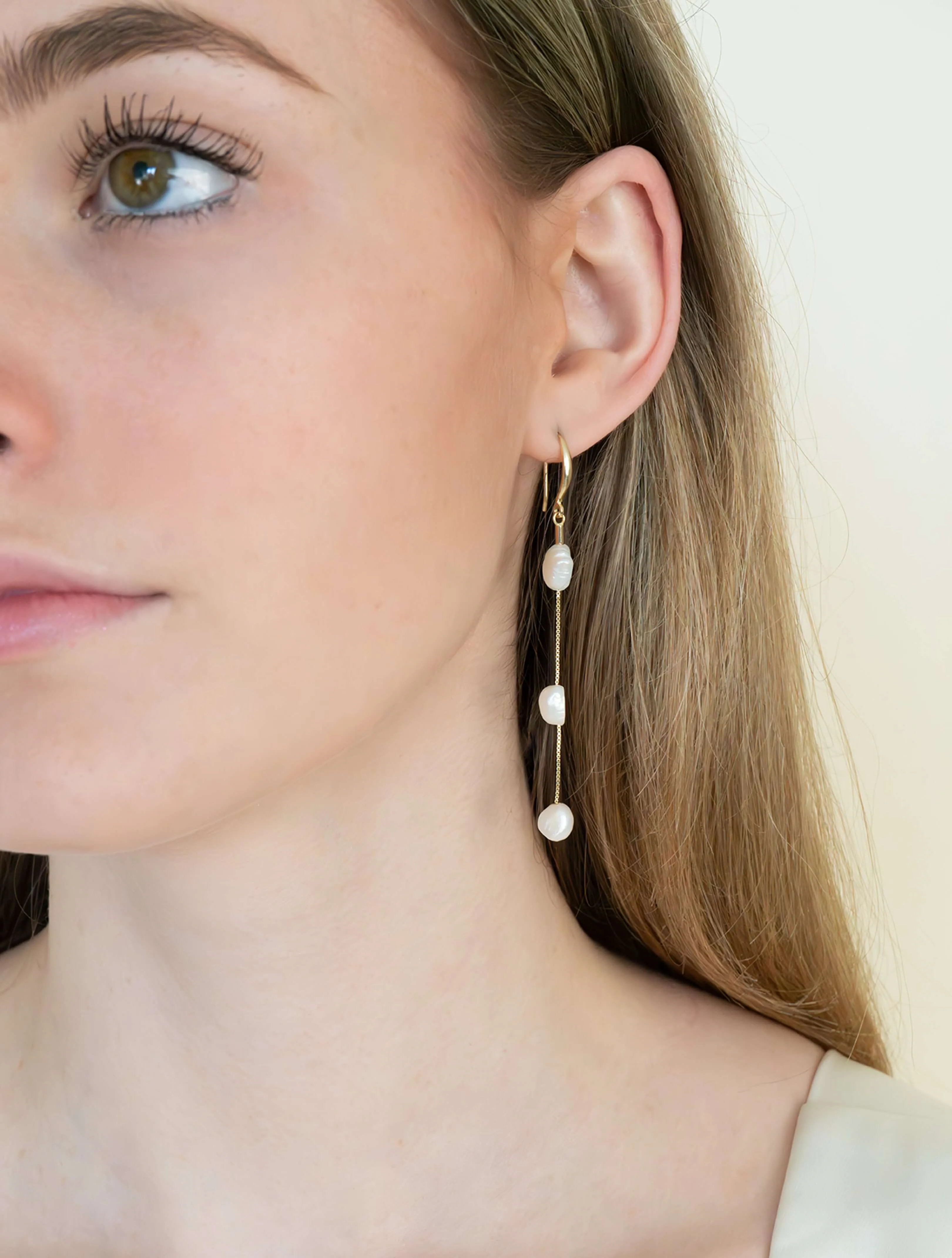 Trio Pearl Drop Earrings