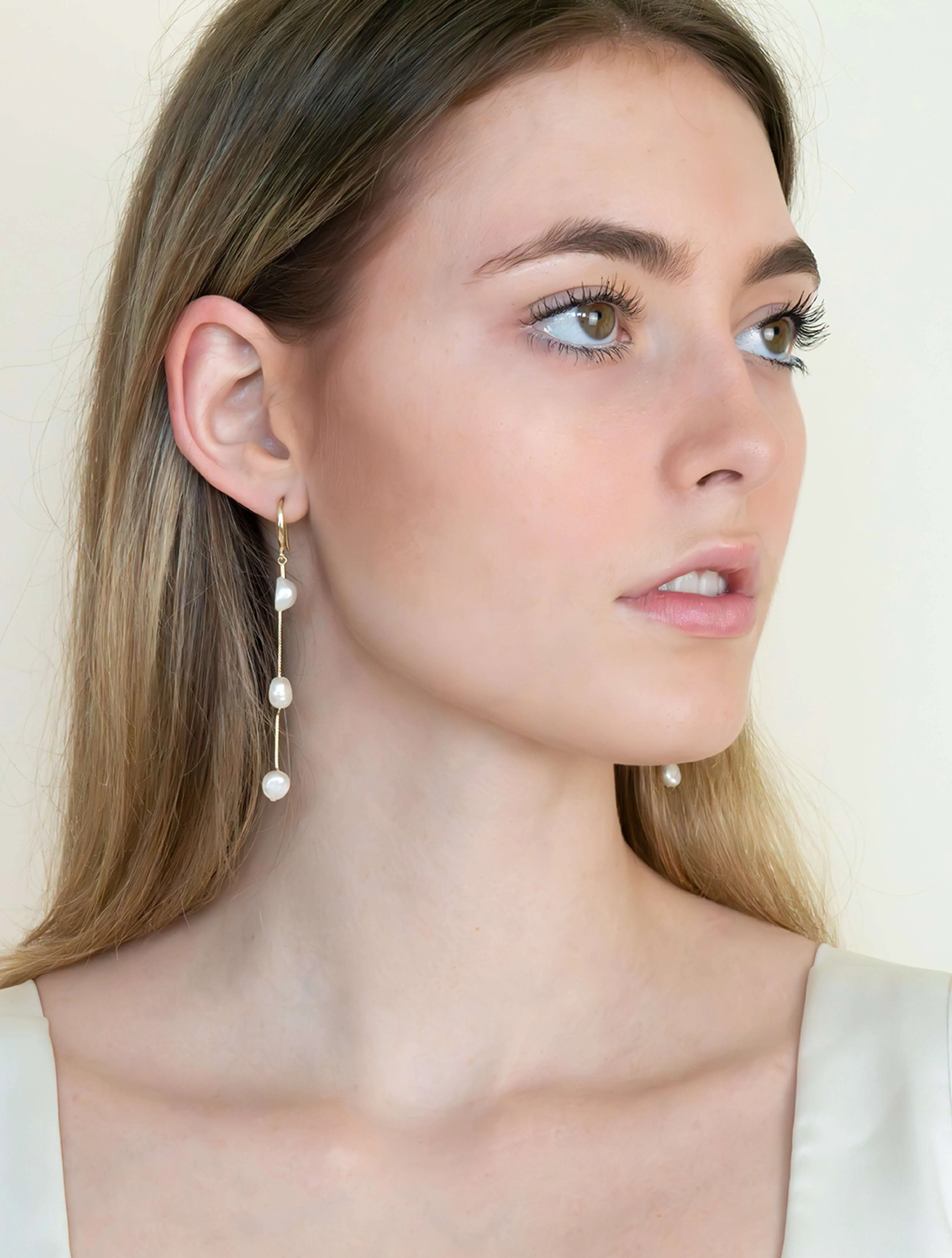 Trio Pearl Drop Earrings