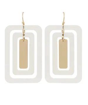 Triple Rectangle Metal Accent Earrings