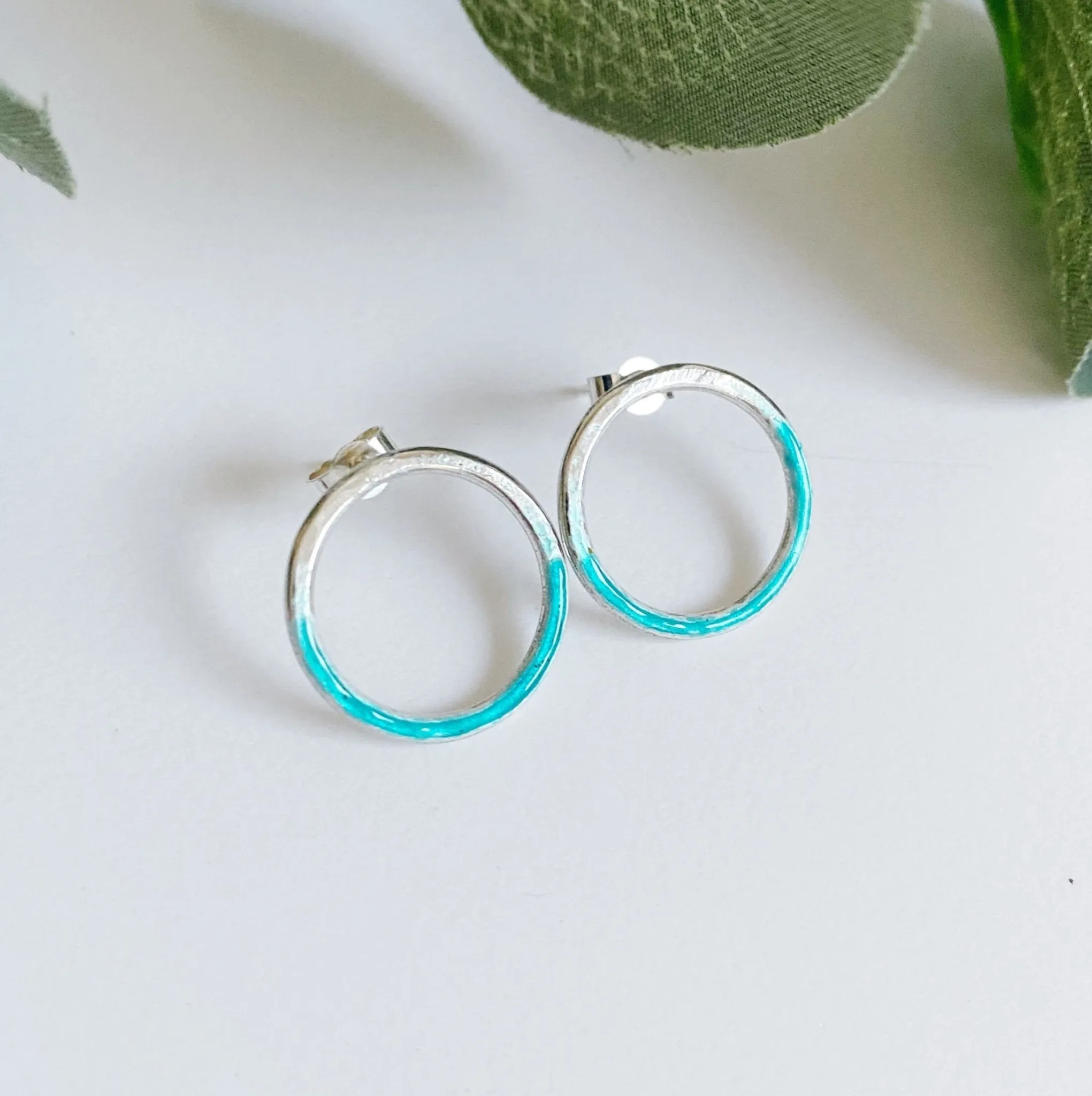 Two Tone Silver Halo Studs