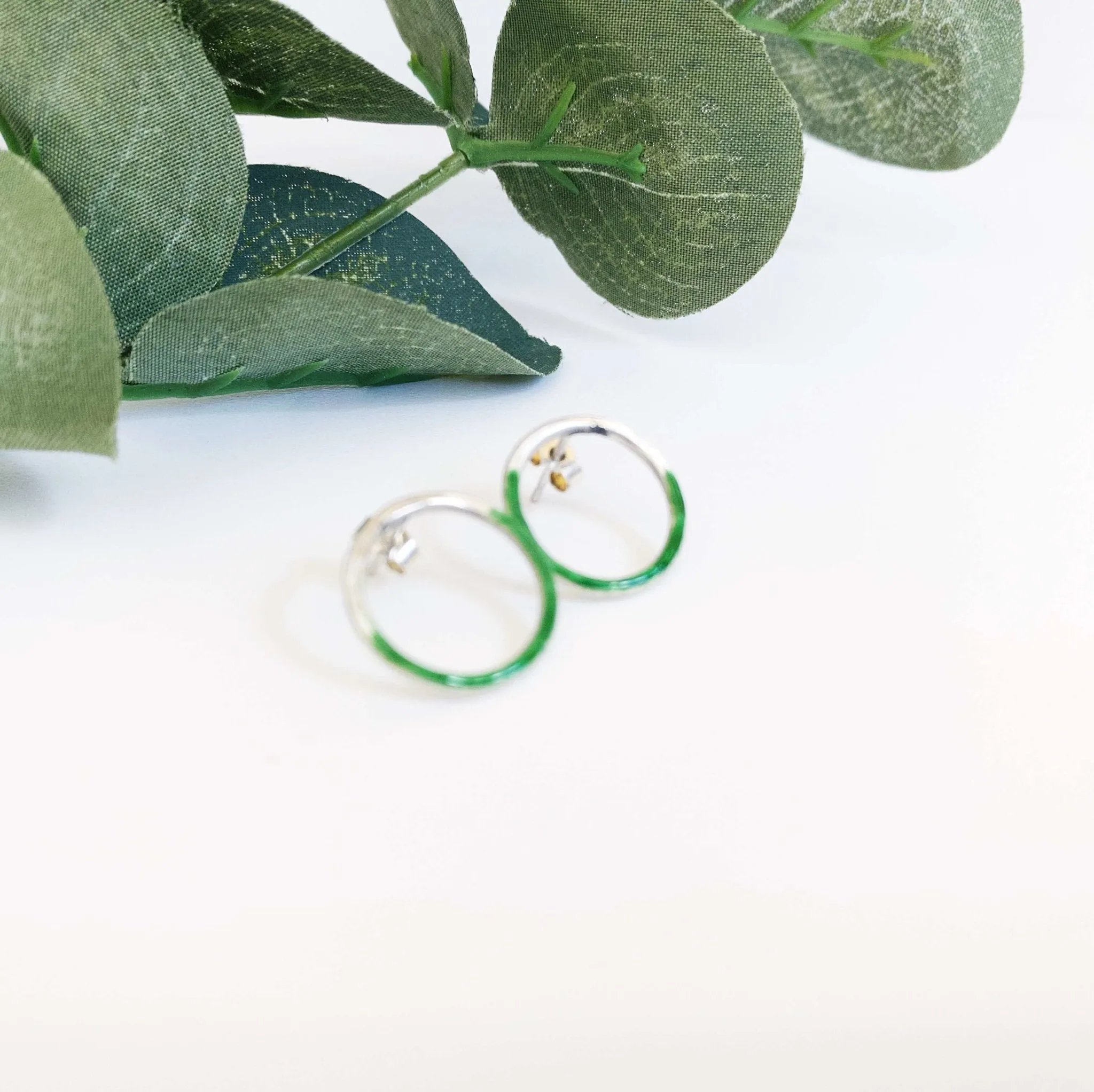 Two Tone Silver Halo Studs
