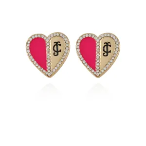 Twotone Heart Stud Earrings