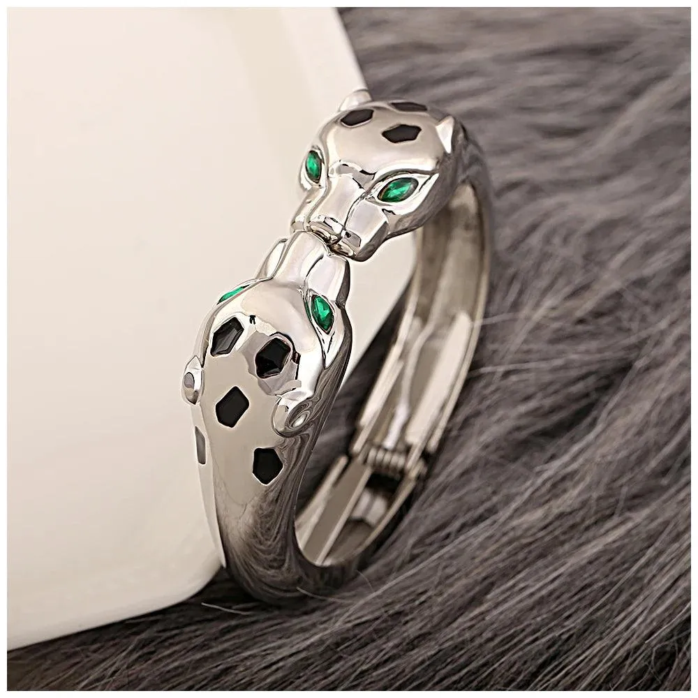 Unique Design Fashion Gold Plated Enamel Black Colour Leopard Statement Braceletfor Wom en Costume Bracelet Jewellery