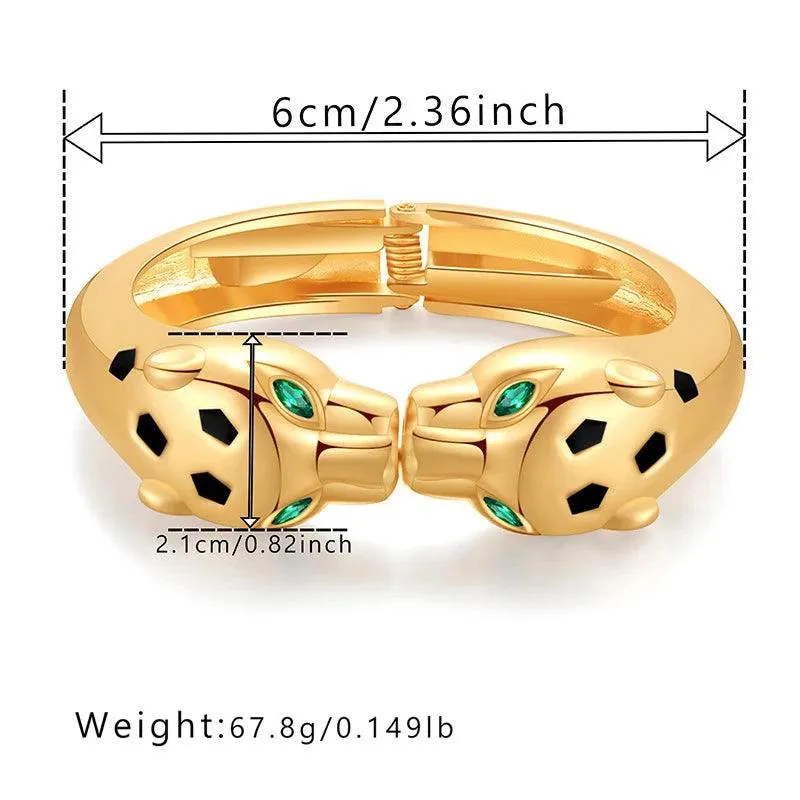 Unique Design Fashion Gold Plated Enamel Black Colour Leopard Statement Braceletfor Wom en Costume Bracelet Jewellery
