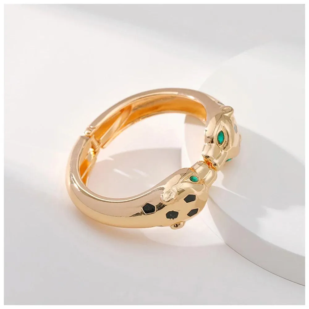 Unique Design Fashion Gold Plated Enamel Black Colour Leopard Statement Braceletfor Wom en Costume Bracelet Jewellery