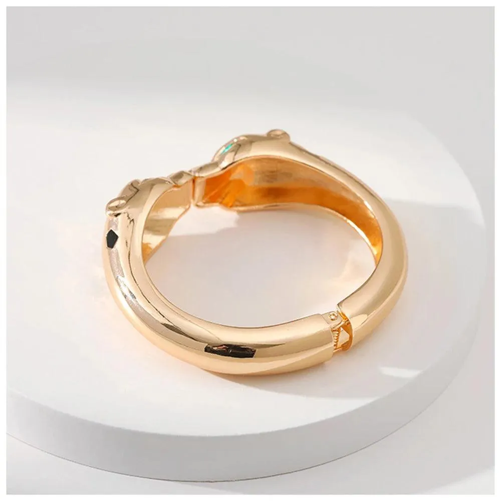 Unique Design Fashion Gold Plated Enamel Black Colour Leopard Statement Braceletfor Wom en Costume Bracelet Jewellery