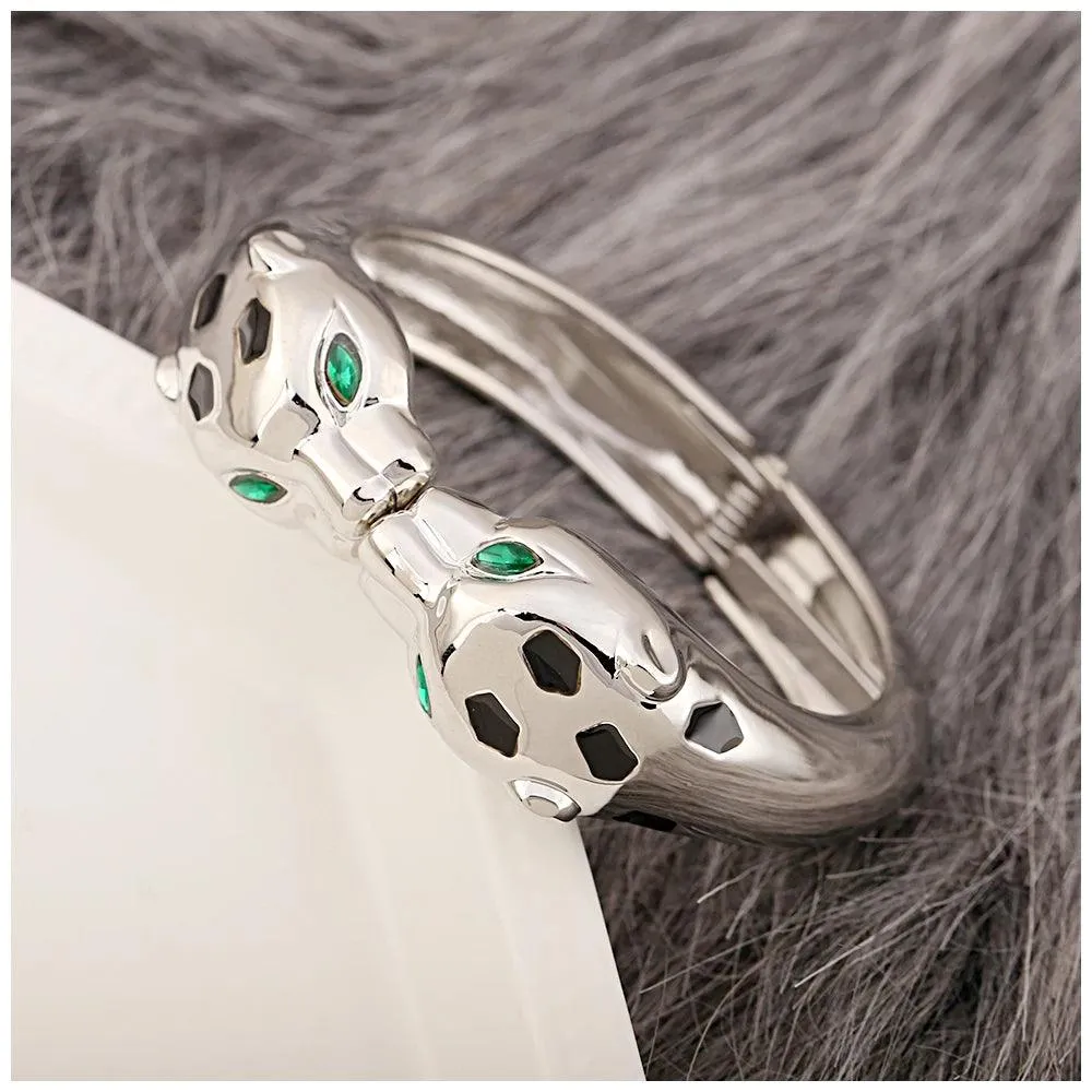 Unique Design Fashion Gold Plated Enamel Black Colour Leopard Statement Braceletfor Wom en Costume Bracelet Jewellery