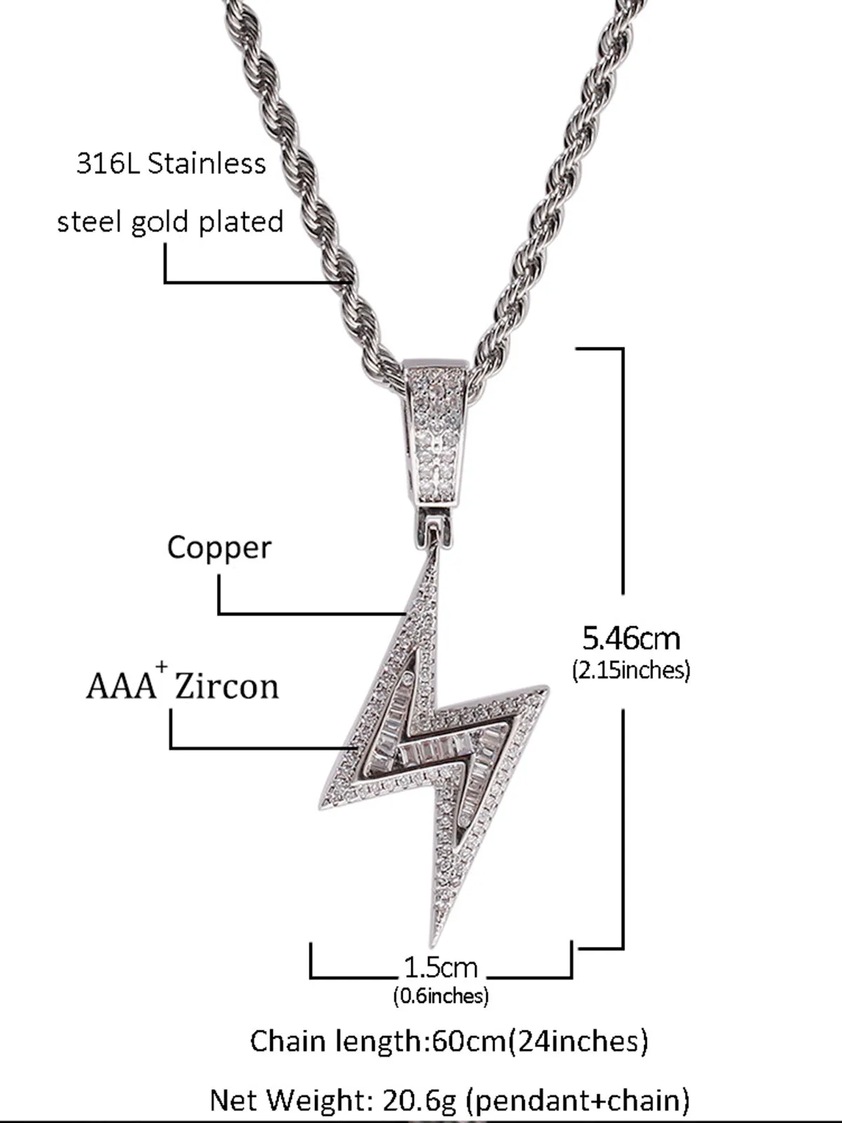 Unique lightning pendant Necklace