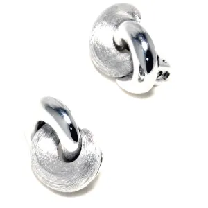 Vintage Christian Dior Silver Textured Matte and Smooth Clip Earrings