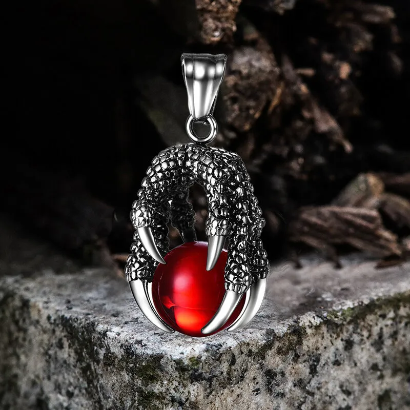 Vintage Dragon Claw Agate Stainless Steel Pendant