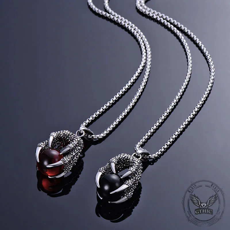 Vintage Dragon Claw Agate Stainless Steel Pendant