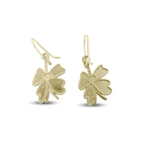 Vintage Open Flower Dangle & Drop Gold Plated Earrings