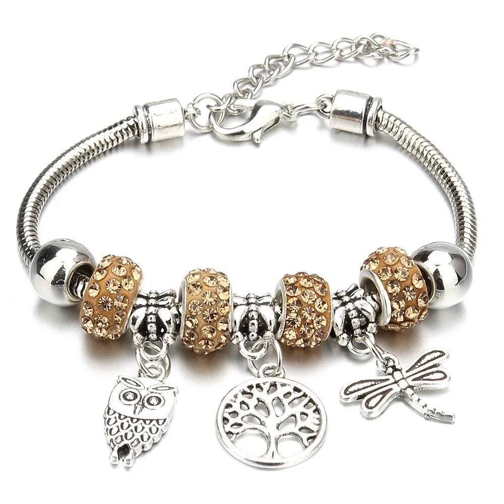 Vintage Original Heart-Shaped Key Lock Rhinestone Beads Charm Bracelets for Women -  Jewellery Gifts