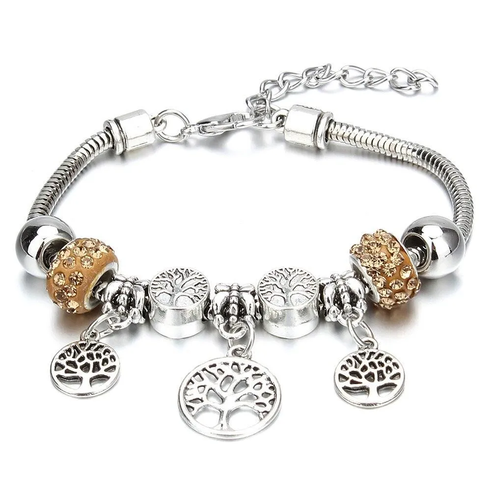 Vintage Original Heart-Shaped Key Lock Rhinestone Beads Charm Bracelets for Women -  Jewellery Gifts