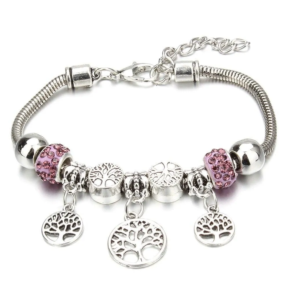 Vintage Original Heart-Shaped Key Lock Rhinestone Beads Charm Bracelets for Women -  Jewellery Gifts