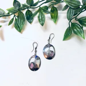 Vintage Silver Earrings, Pink Gemstone, Morganite Earrings, Dangle Earrings, Pierced Ears, Silver and Pink, Pink Jewelry, Vintage Jewelry,