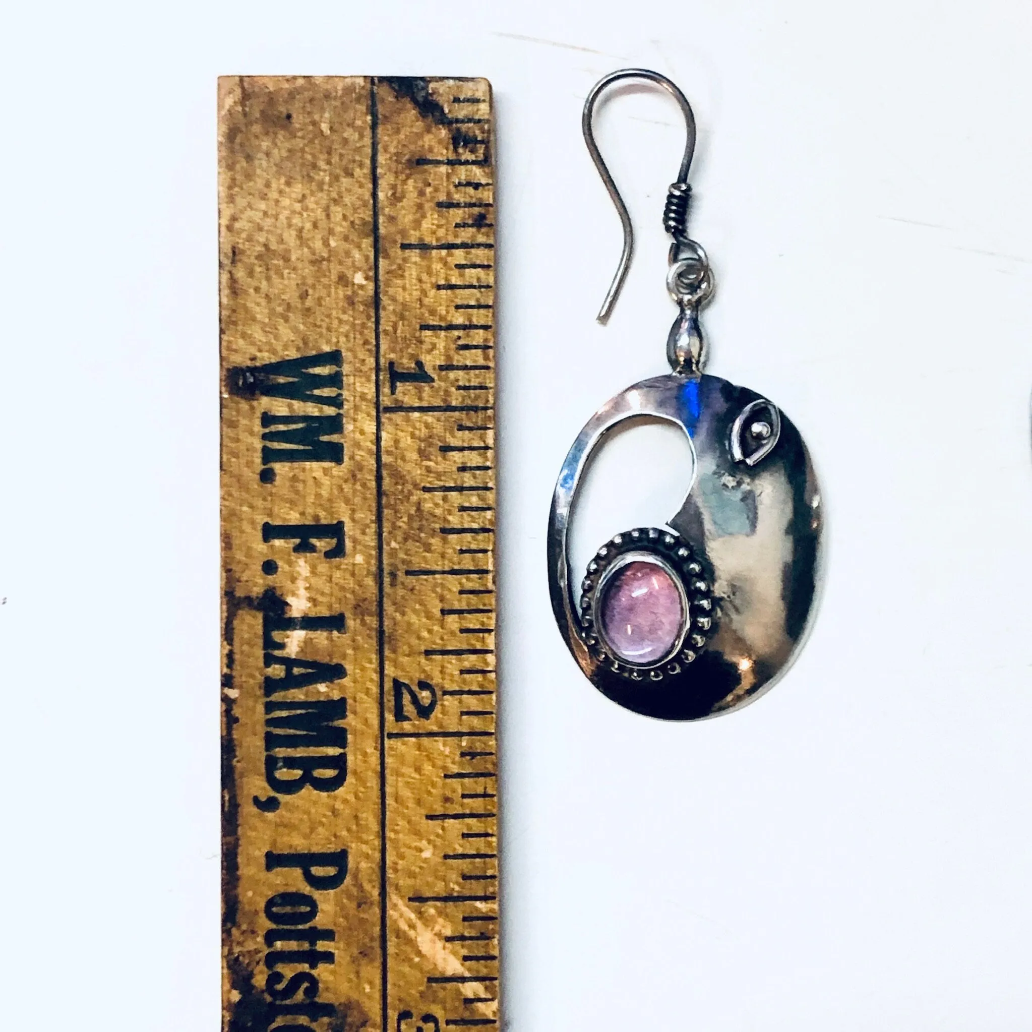 Vintage Silver Earrings, Pink Gemstone, Morganite Earrings, Dangle Earrings, Pierced Ears, Silver and Pink, Pink Jewelry, Vintage Jewelry,