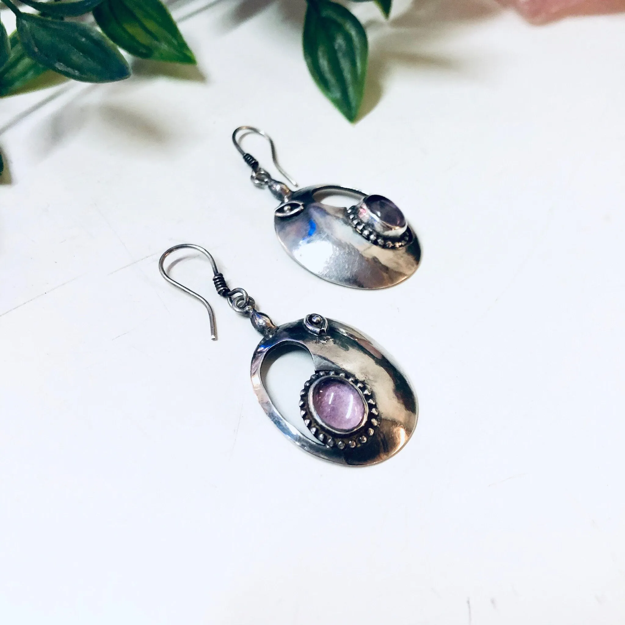 Vintage Silver Earrings, Pink Gemstone, Morganite Earrings, Dangle Earrings, Pierced Ears, Silver and Pink, Pink Jewelry, Vintage Jewelry,