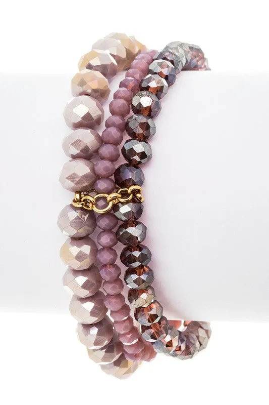 Violet Mix Beads Stretch Bracelet Set | URBAN ECHO SHOP