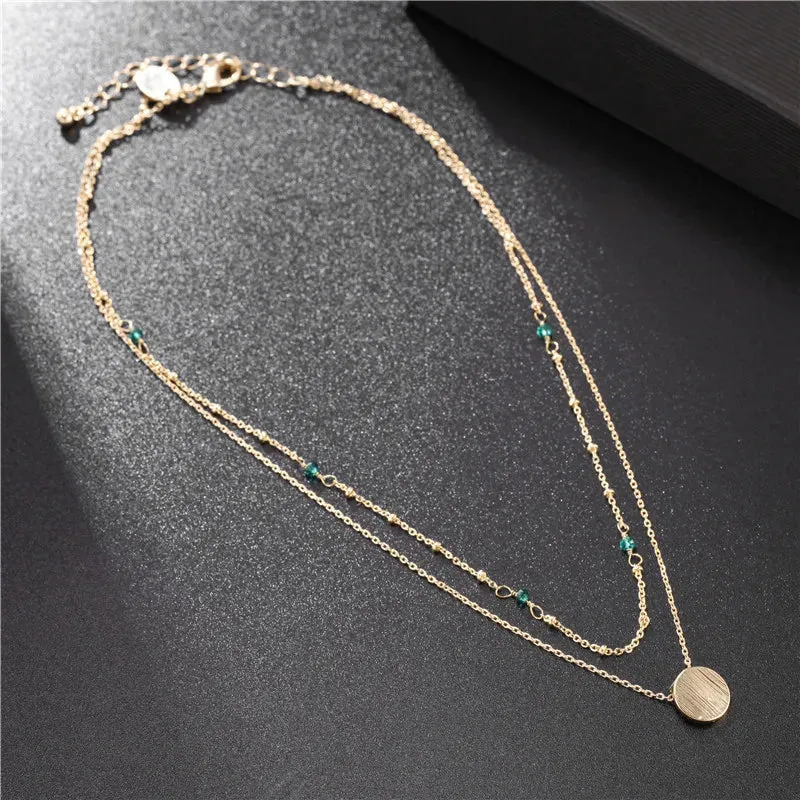 VKVVA Fashion Jewelry Ari Neon Pink Pendant Necklace Multi-Heart Strand Chain Layering Set for Women Unique Gifts
