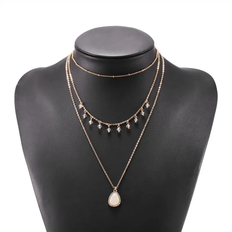 VKVVA Fashion Jewelry Ari Neon Pink Pendant Necklace Multi-Heart Strand Chain Layering Set for Women Unique Gifts