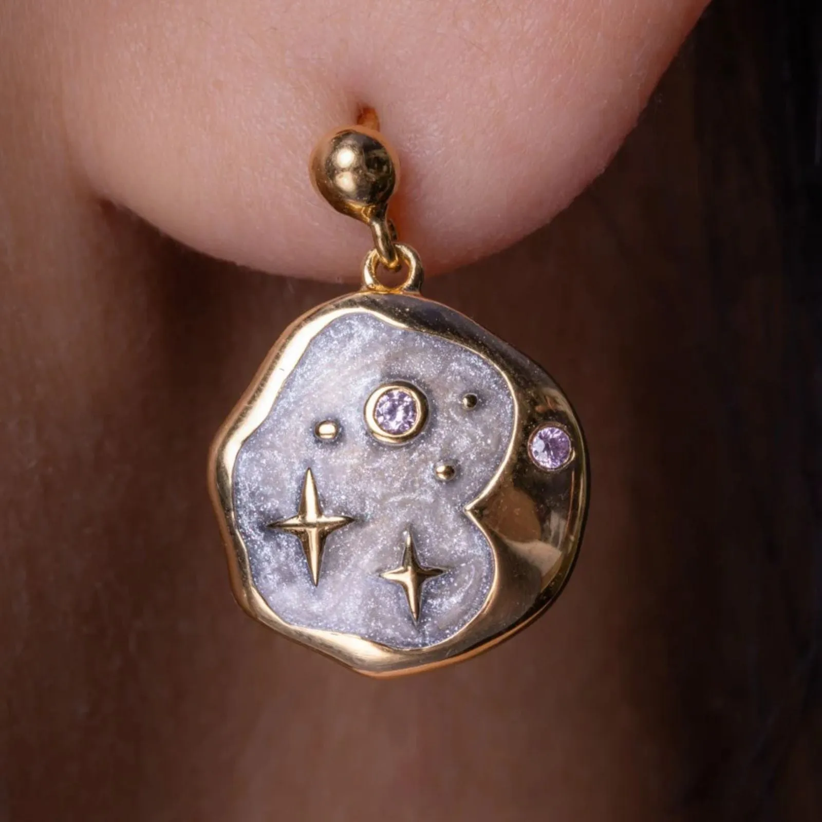 Vurchoo Starry Night Gold Stud Earrings
