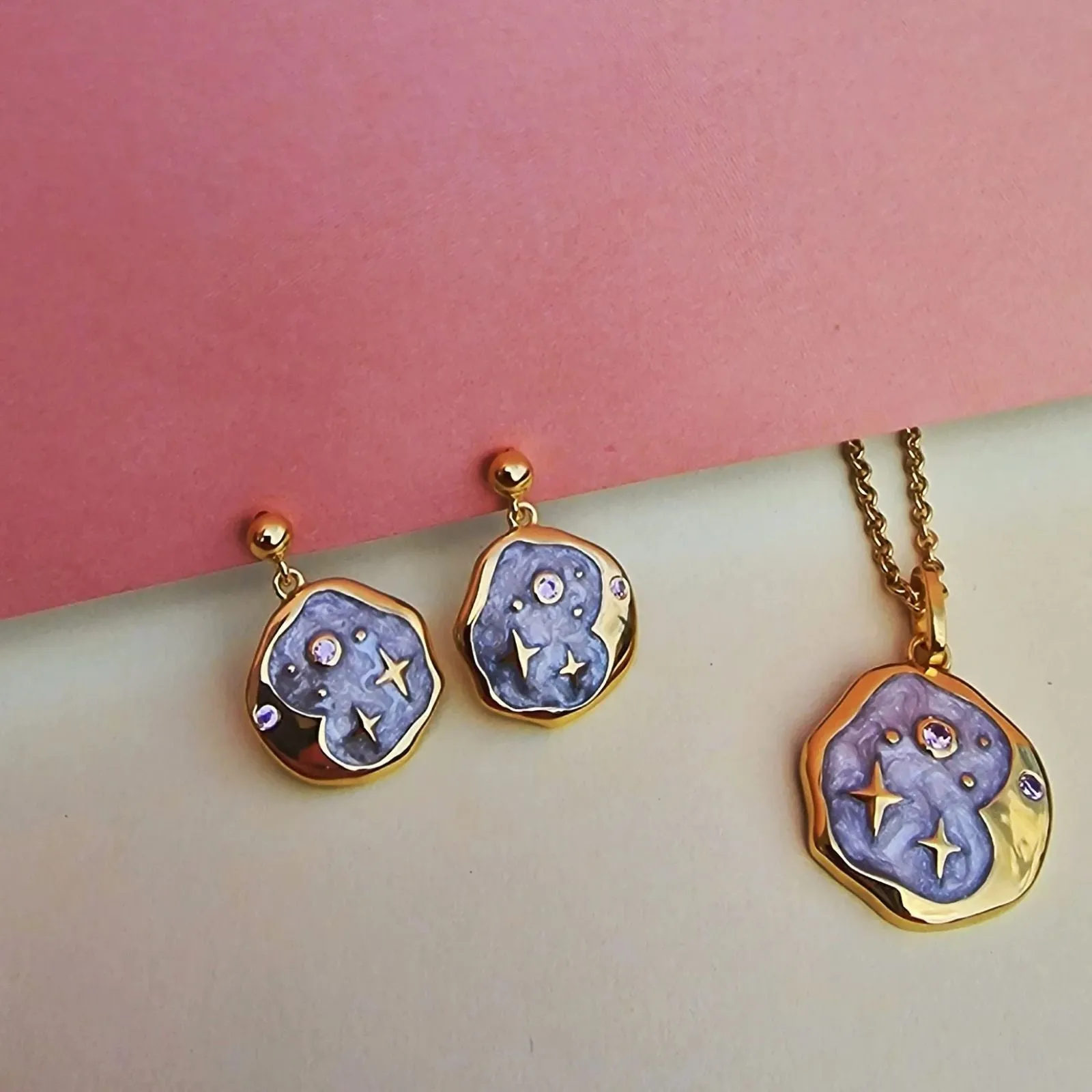 Vurchoo Starry Night Gold Stud Earrings