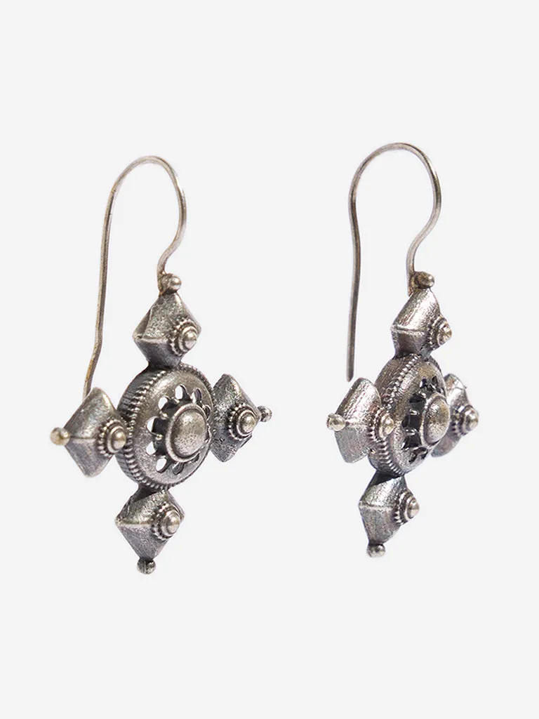 Westside Accessories Silver Centre 4-Spiked Earrings