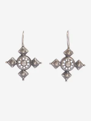Westside Accessories Silver Centre 4-Spiked Earrings