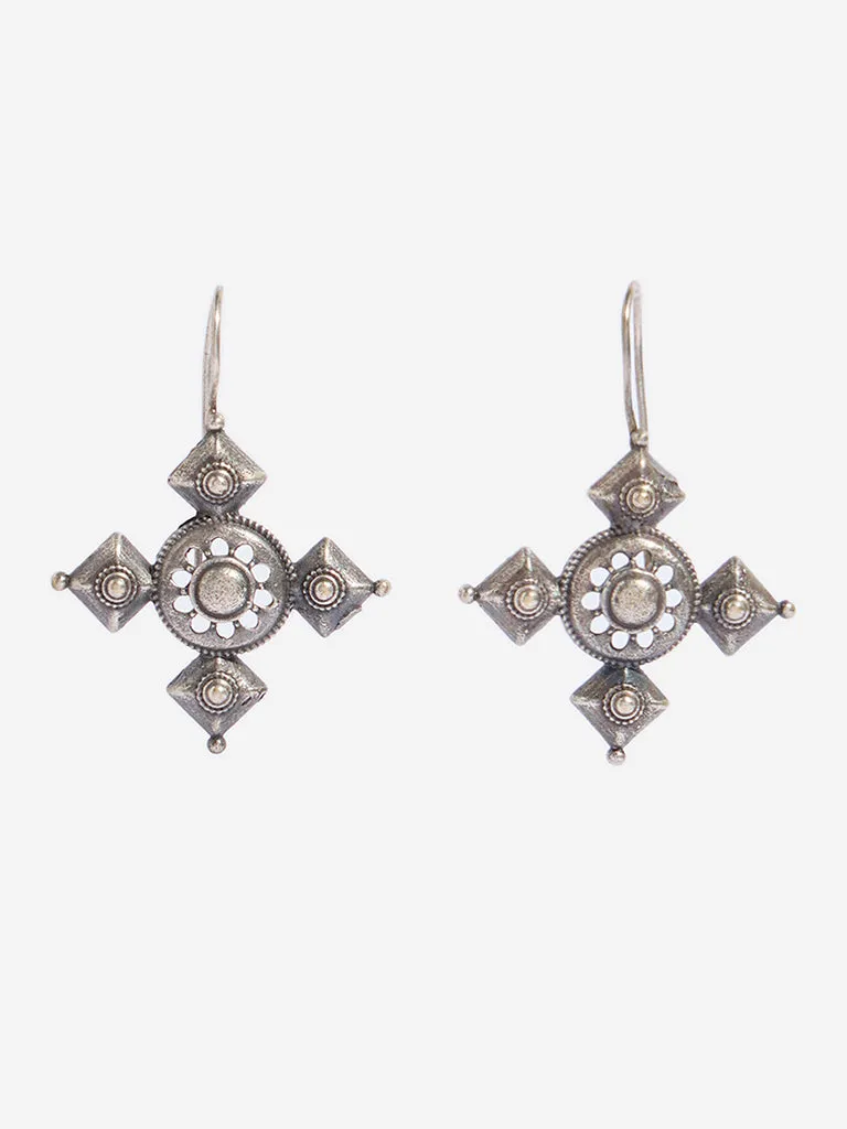 Westside Accessories Silver Centre 4-Spiked Earrings