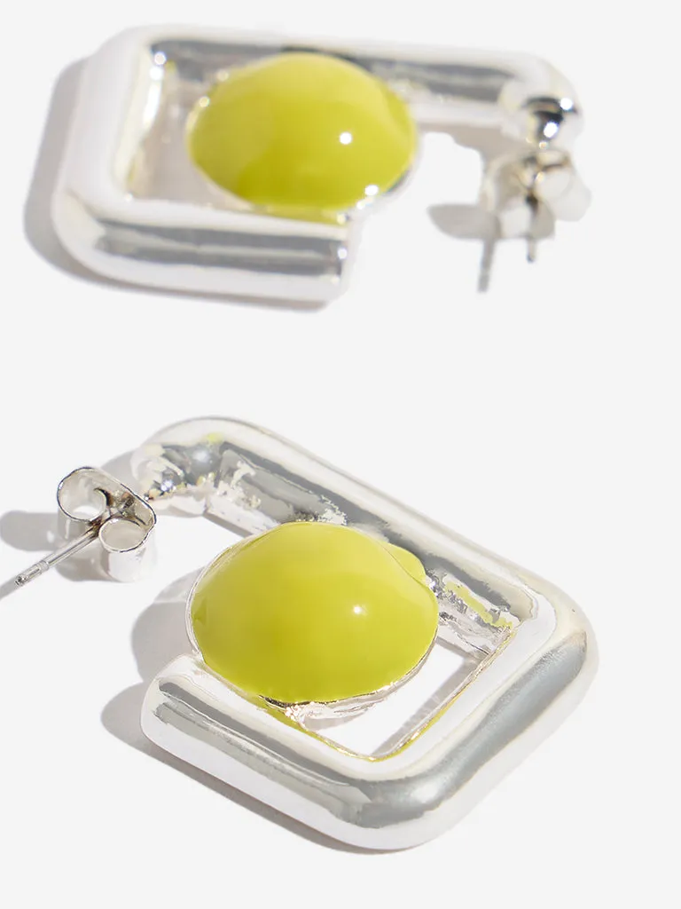 Westside Accessories Silver Encased Pearl Earrings