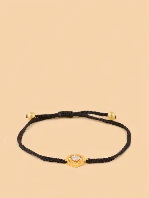 Westside X Pome Black Braided Lab Diamond Heart Cord Bracelet