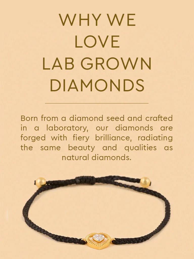 Westside X Pome Black Braided Lab Diamond Heart Cord Bracelet