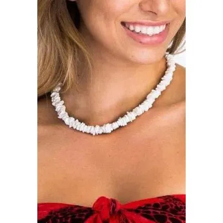 White Rose Clam Shell Necklaces