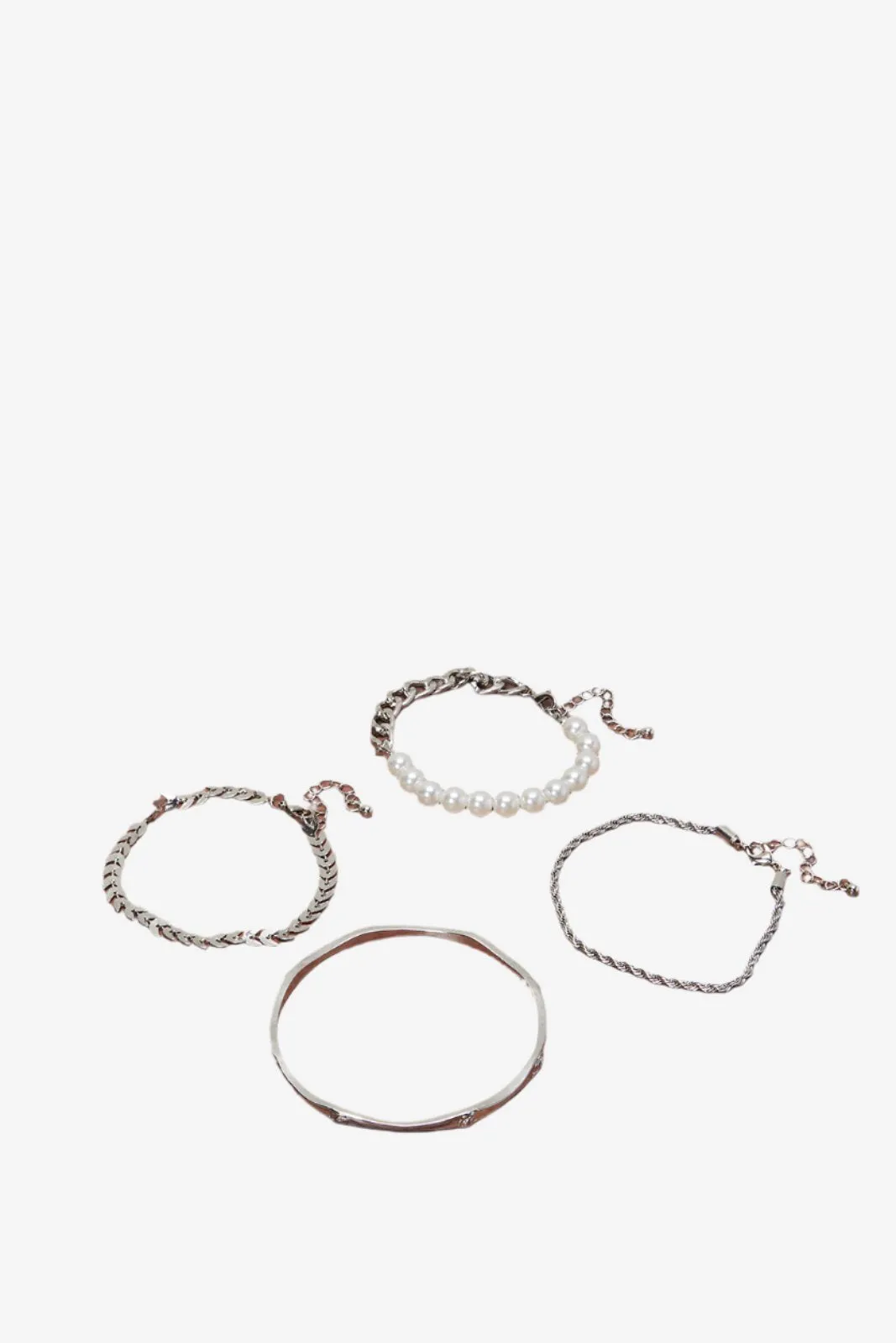 Women Silver Embellished Bracelet Set (Pack of 4)