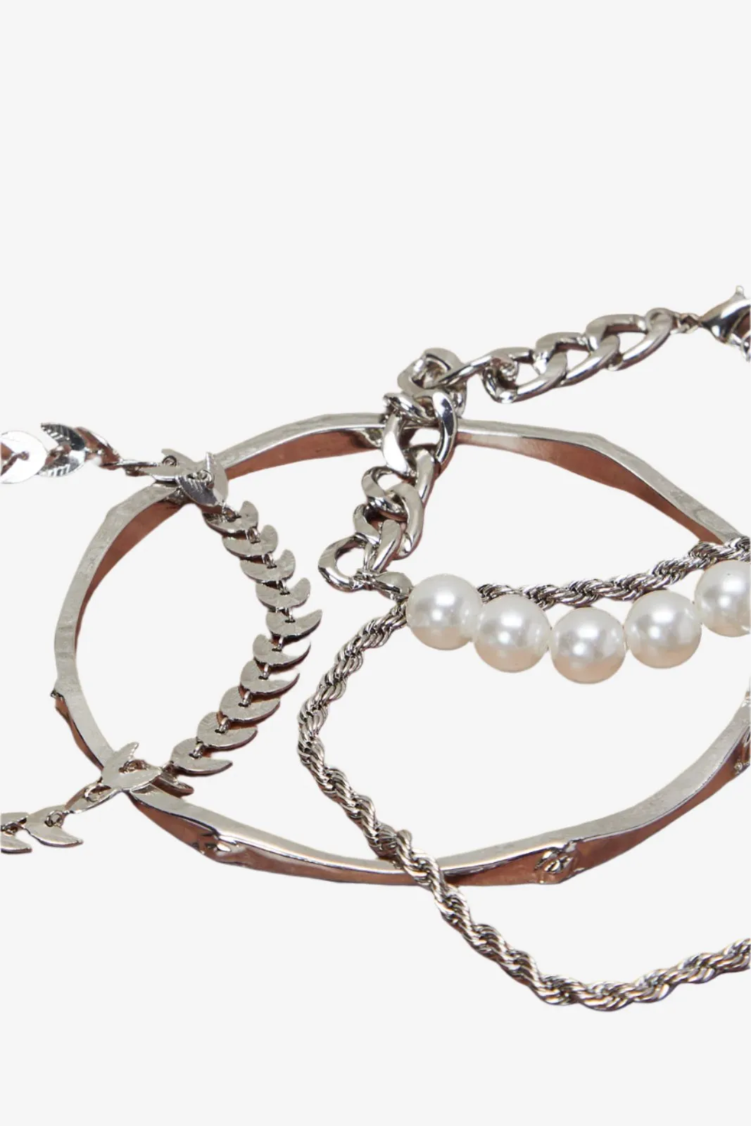 Women Silver Embellished Bracelet Set (Pack of 4)