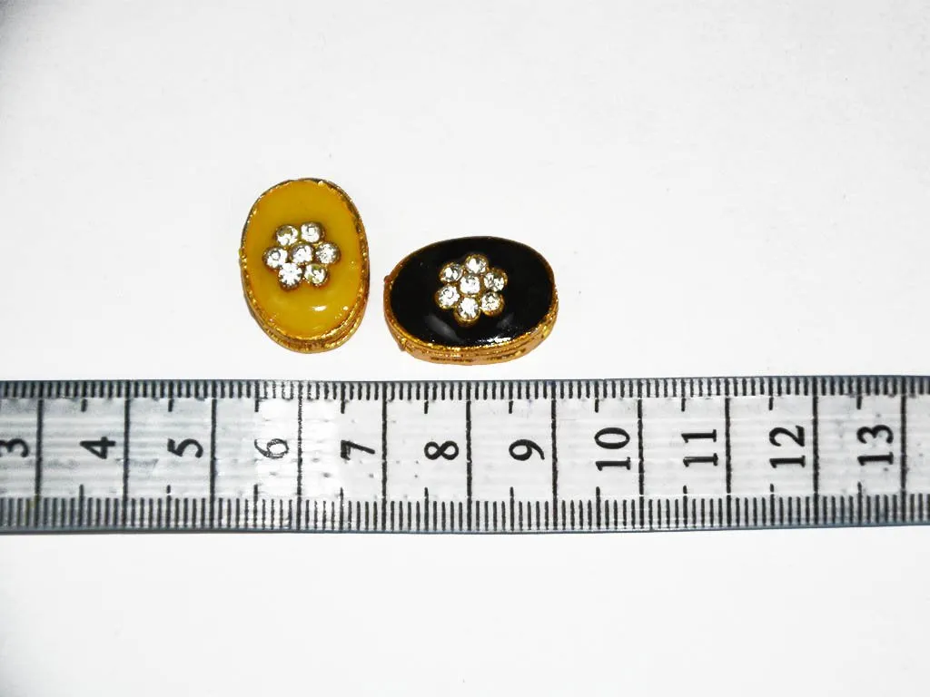 Yellow Oval Designer Kundan Beads