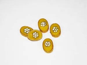 Yellow Oval Designer Kundan Beads
