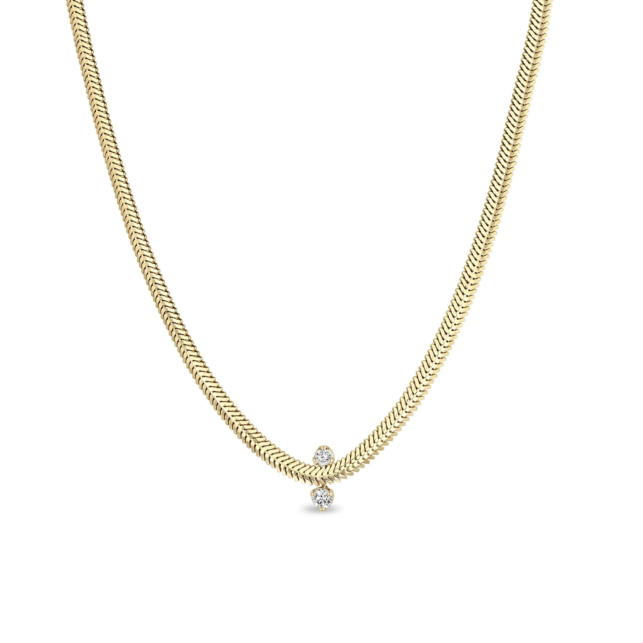Zoë Chicco 14K Yellow Gold Oval Snake Chain Diamond Necklace
